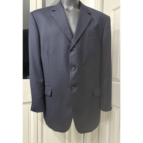 Linea Uomo Other - Linea Uomo 48R Navy Blue Modern Fit 100% Wool Mens Blazer Suit Jacket Sport Coat